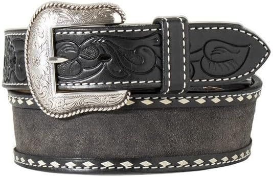 NOCONA BLACK ROUGHOUT BUCK LACED WESTERN BELT