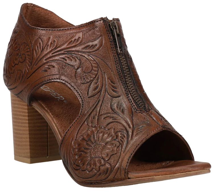 ROPER MIKA BROWN ZIP FRONT OPEN TOE MULE
