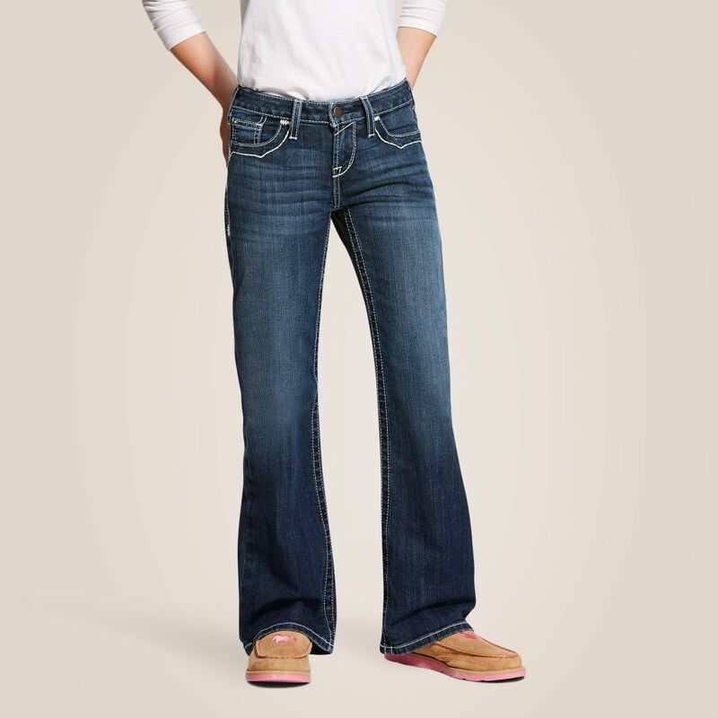 ARIAT GIRL&#39;S ENTWINED BOOT CUT JEAN- DRESDEN
