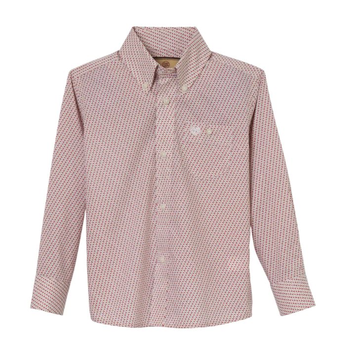 WRANGLER BOY&#39;S CLASSIC LONG SLEEVE BUTTON-DOWN SHIRT