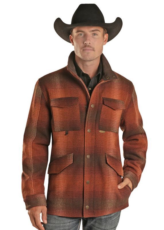 DM92C01481 POWDER RIVER MEN'S PLAID WOOL COAT