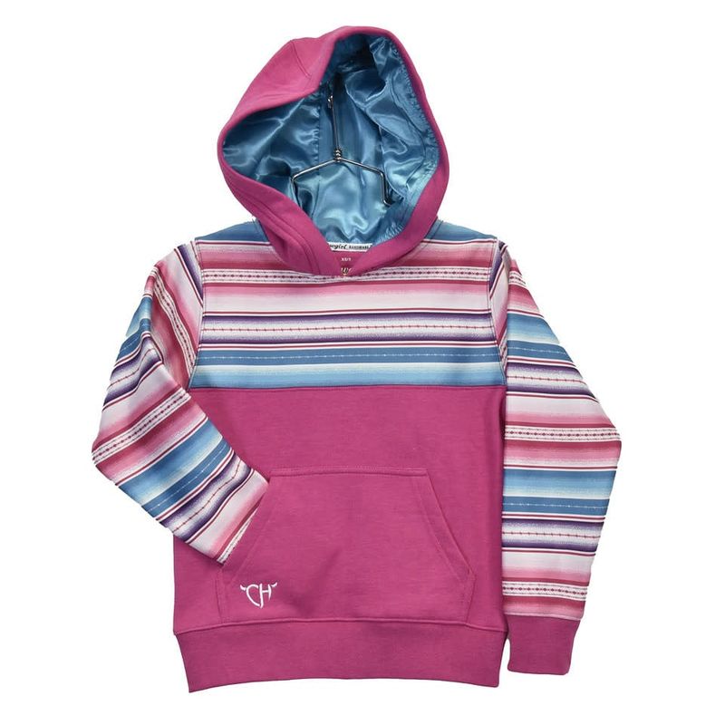 COWGIRL HARDWARE SERAPE YOKE FLEECE HOODY - PINK