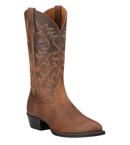 ARIAT MEN&#39;S HERITAGE WESTERN R TOE DISTRESSED BROWN BOOTS