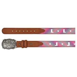 CATCHFLY GIRLS BELT PASTEL SHIMMER W/ HEARTS AND BOOTS