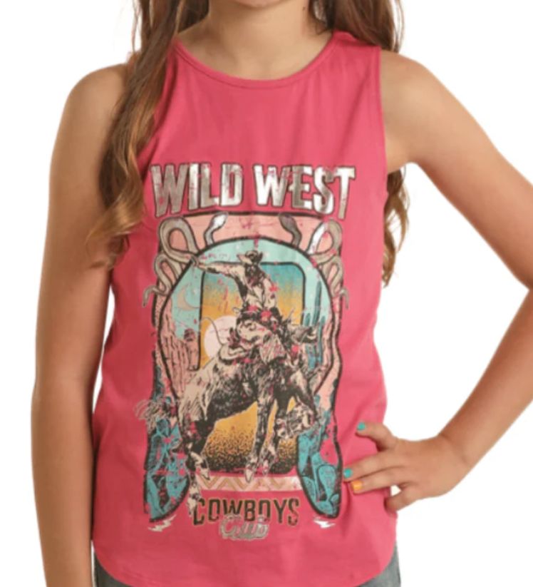 ROCK &amp; ROLL GIRL&#39;S GRAPHIC T-BACK TANK- PINK