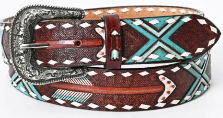 ARROW HAND TOOLED &amp; PAINTED BELT