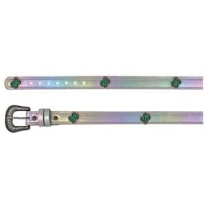 CATCHFLY GIRLS BELT IRREDESENT SILVER W/ SAGUARO EMBROIDERY