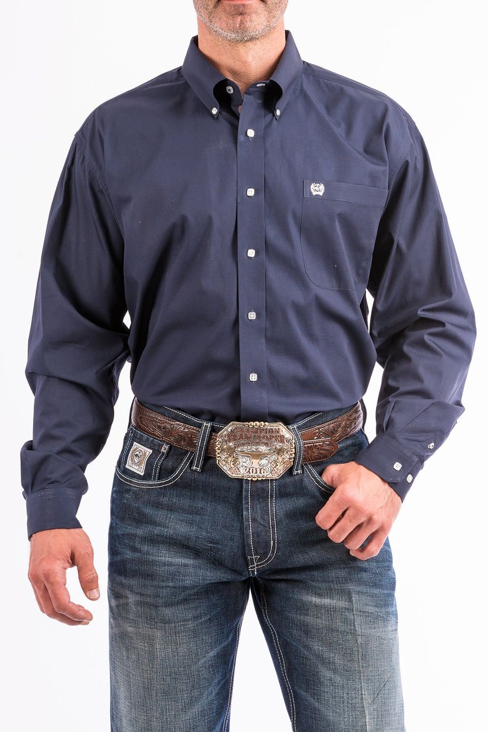 CINCH MEN&#39;S SOLID NAVY WESTERN BUTTON-DOWN SHIRT
