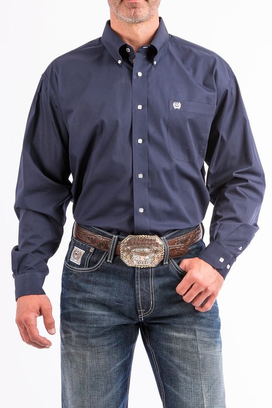 CINCH MEN&#39;S SOLID NAVY WESTERN BUTTON-DOWN SHIRT