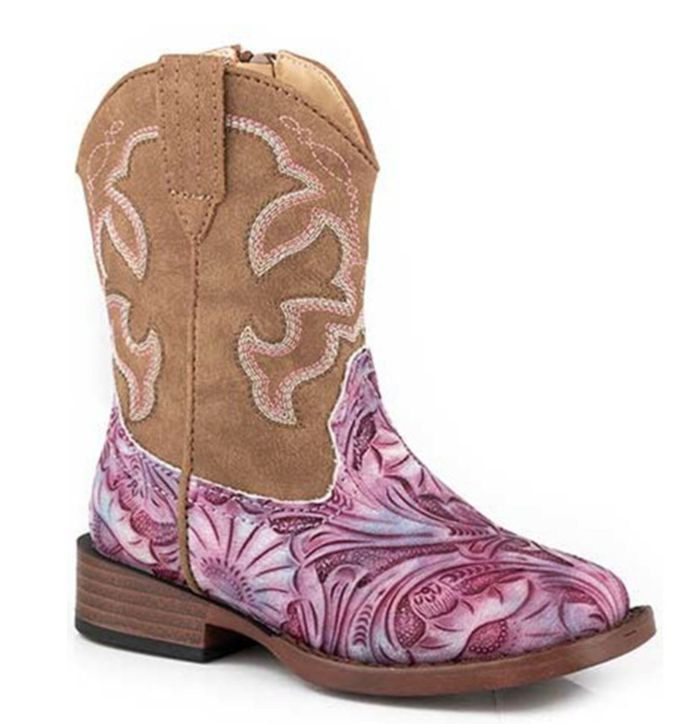 ROPER GIRL'S RAYA PINK SQUARE TOE BOOTS