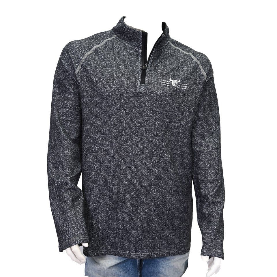 173225-043 COWBOY HARDWARE MEN&#39;S 1/4 ZIP L/S KNIT SHIRT - CHARCOAL