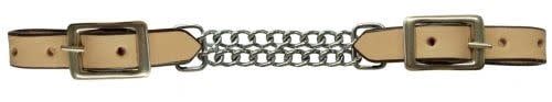SHOWMAN LEATHER CURB WITH DOUBLE CHAIN