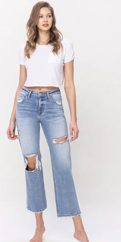 VERVET WOMEN&#39;S KENDALL HIGH RISE DAD CROP JEAN