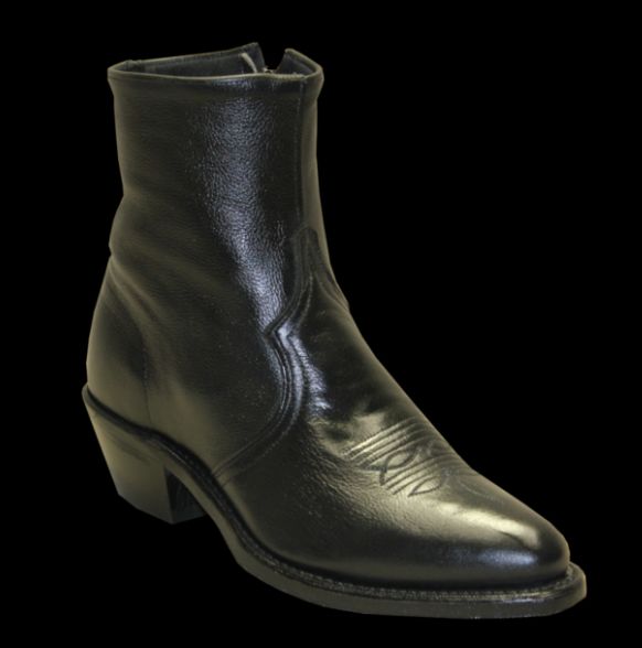 ABILENE MEN&#39;S SAGE 7&quot; BLACK COWSHIDE ZIPPER ROUND TOE BOOTS