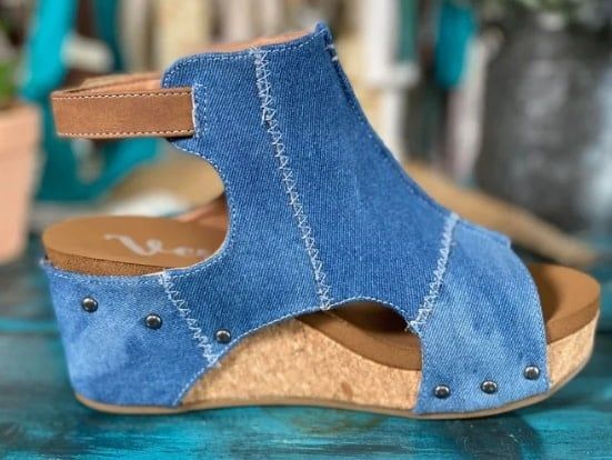 VERY G LALA WEDGE SANDAL- DENIM