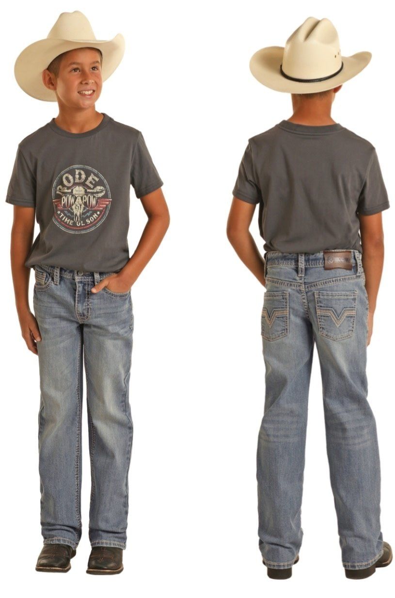 ROCK &amp; ROLL BOY&#39;S LADDER STITCH BOOTCUT MEDIUM VINTAGE JEANS