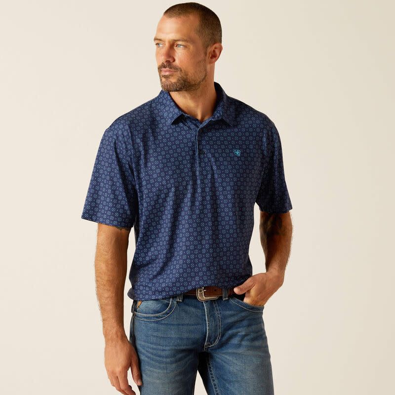 10051362 ARIAT MEN&#39;S 360 AIRFLOW POLO- BLUE DEPTHS