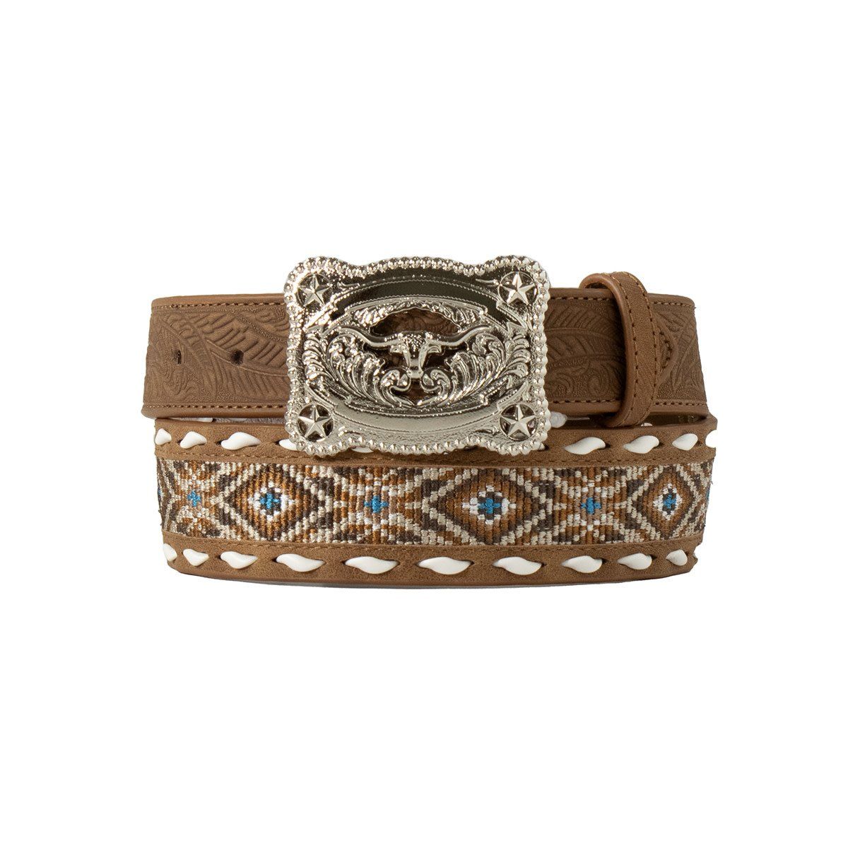 TROPHY BUCKLE LACED BROWN BELT
