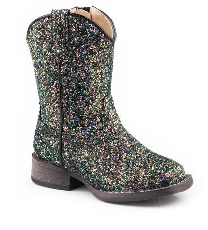 ROPER GIRL&#39;S BLACK GLITTER GALORE WESTERN BOOT
