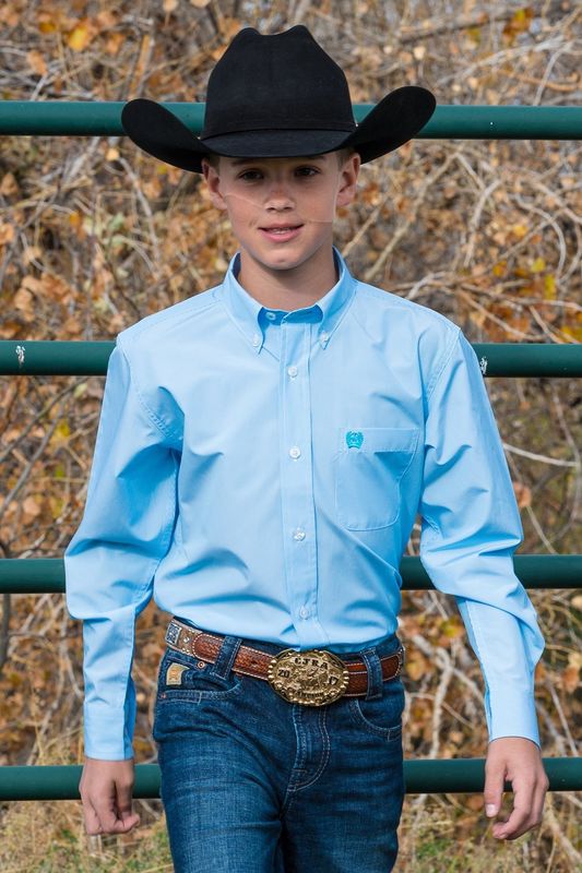 CINCH BOY&#39;S TENCEL™ LIGHT BLUE MICRO STRIPE BUTTON-DOWN SHIRT