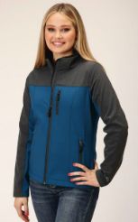 ROPER WOMEN&#39;S TEAL/GRAY COMBO SOFT SHELL JACKET