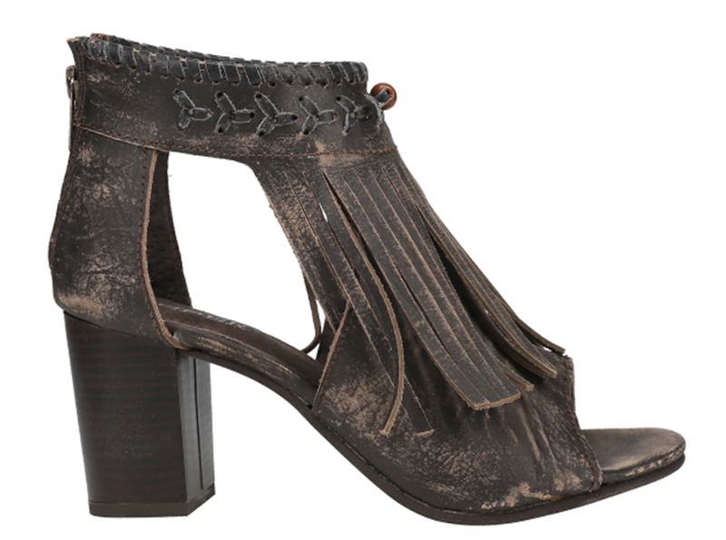 ROPER BETTINA BROWN SANDED FRINGE OPEN TOE MULE
