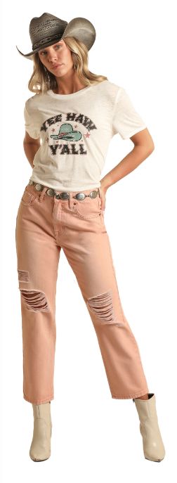 ROCK &amp; ROLL LIGHT PINK STRAIGHT CROP