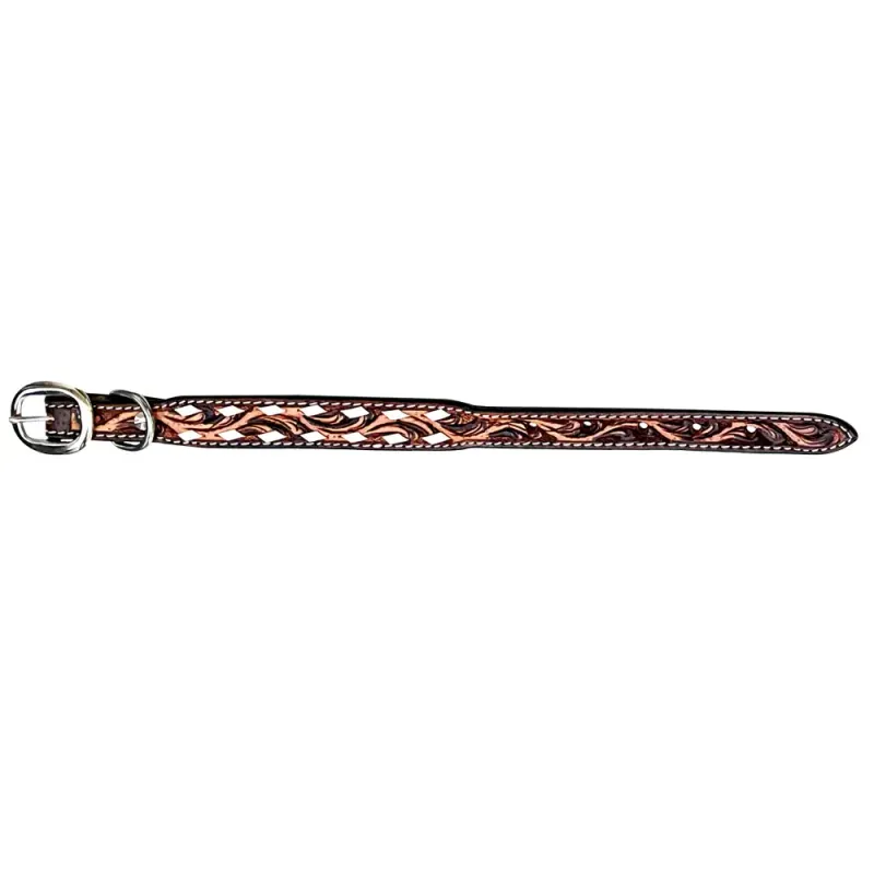 BAR H EQUINE COLTON HAND CARVED LEATHER DOG COLLAR