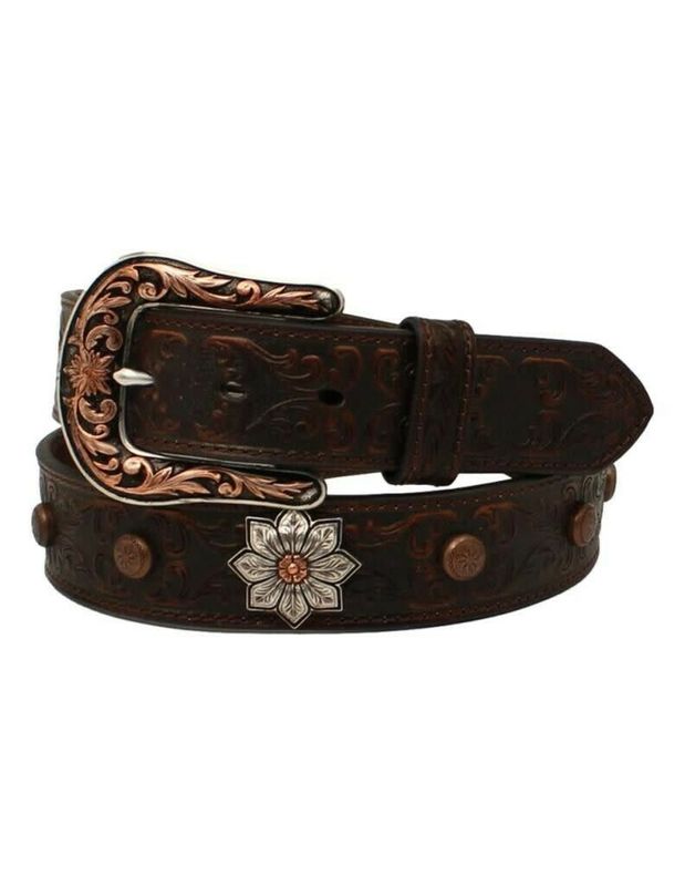 FLORAL EMBOSSED FLOWER CONCHO BELT