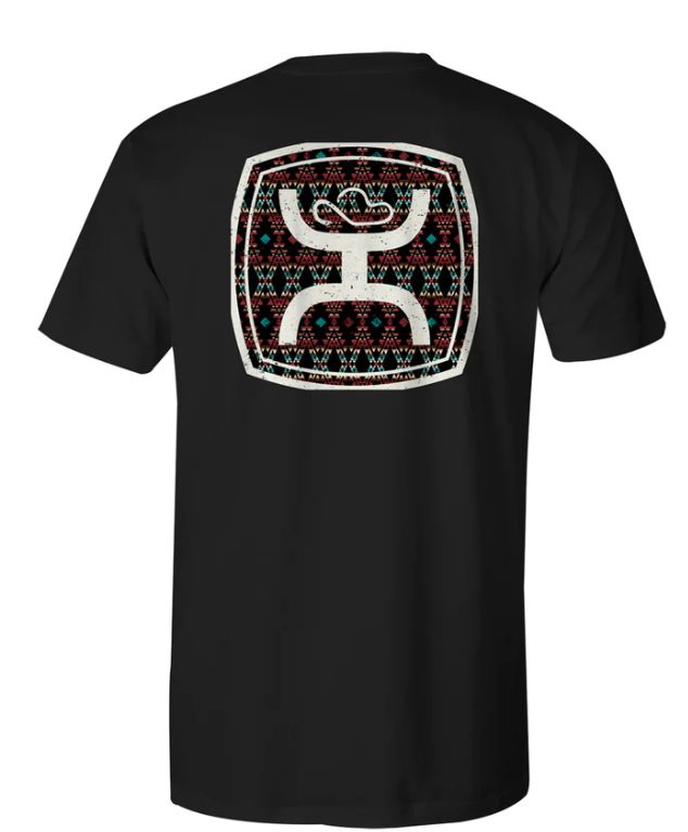 HOOEY MEN&#39;S &quot;ZENITH&quot; BLACK W/MULTI COLOR AZTEC T-SHIRT