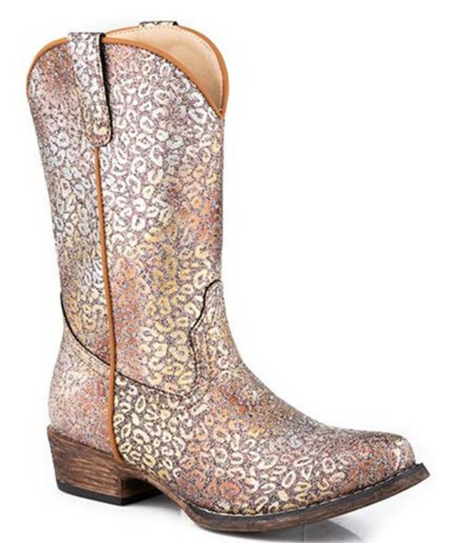 ROPER GIRL'S RILEY LEOPARD SNIP TOE WESTERN BOOT