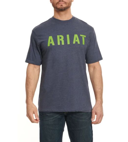 ARIAT MEN&#39;S REBAR COTTONSTRONG HEATHER/LIME T-SHIRT