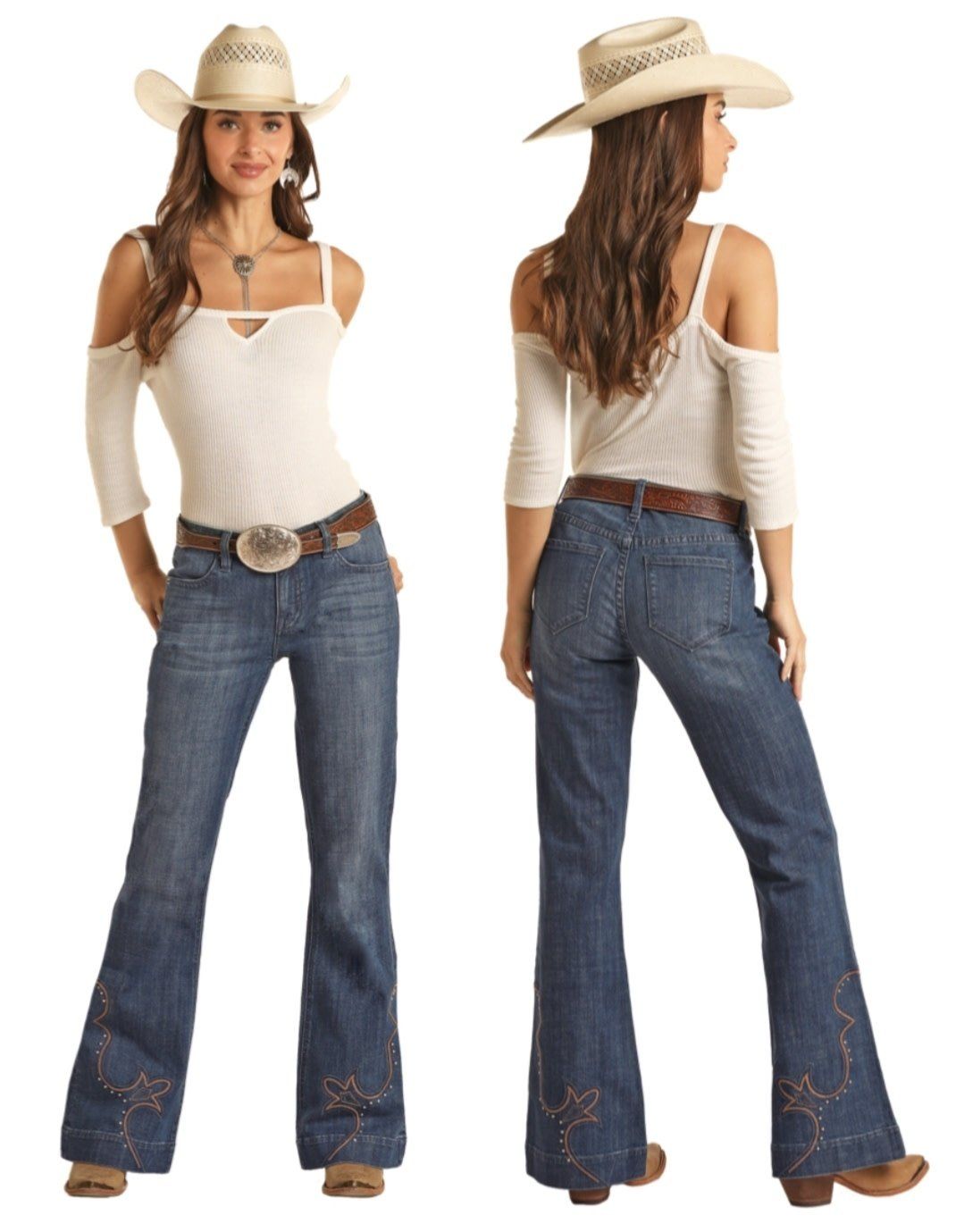 ROCK &amp; ROLL HEM DETAIL MID RISE TROUSER