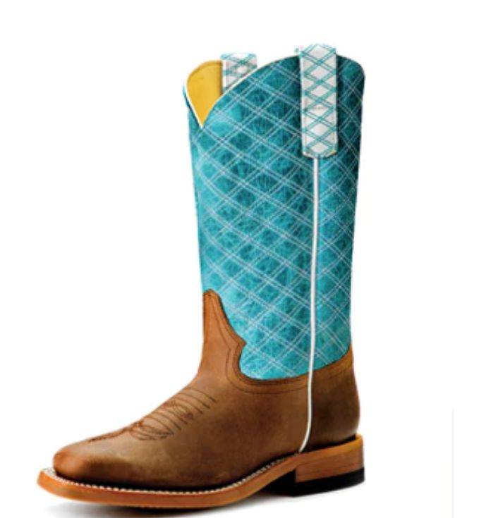 MACIE BEAN GIRL&#39;S TURQUOISE LEATHER BARKING IRON BOOTS