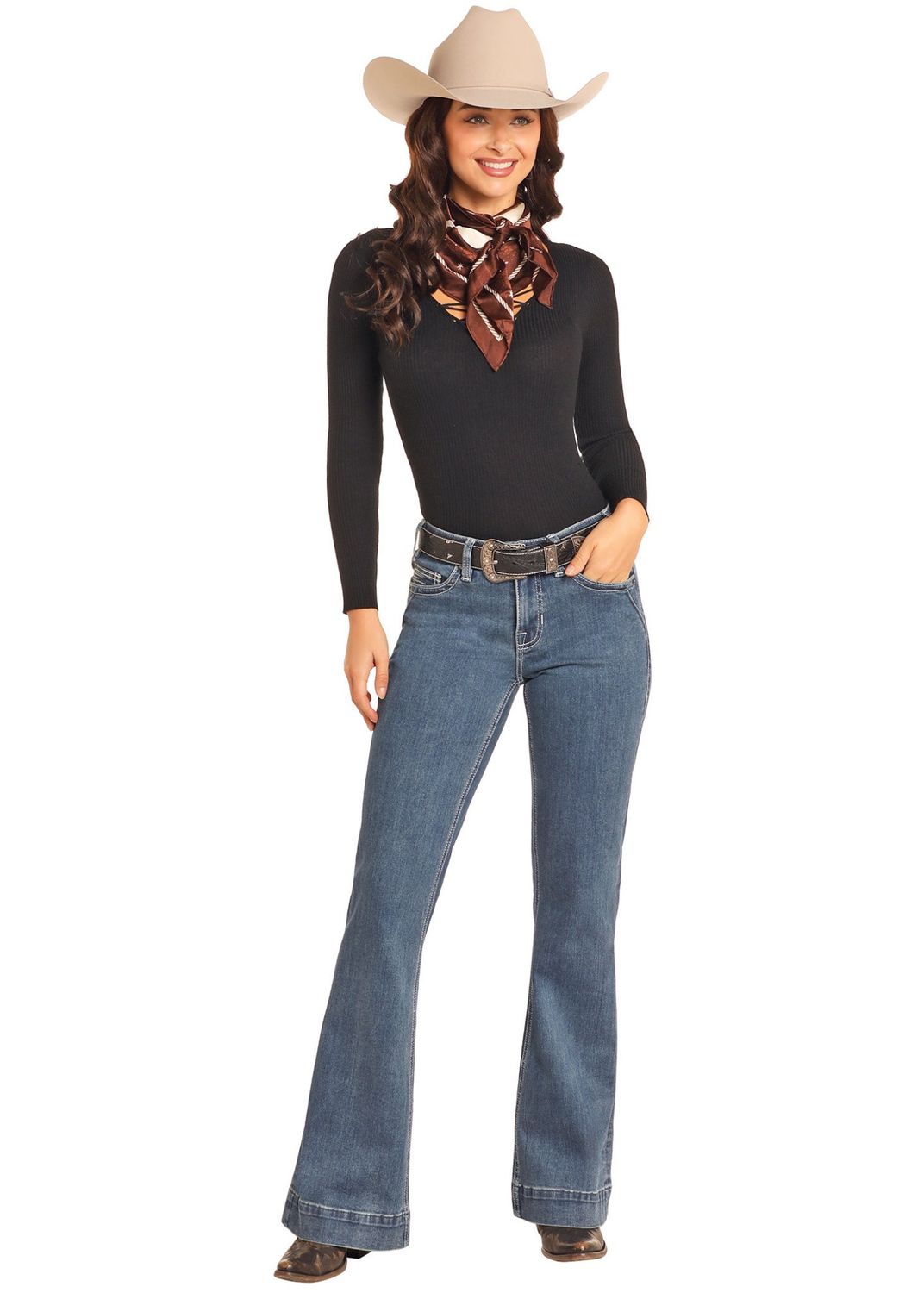 ROCK &amp; ROLL MID RISE TROUSER MEDIUM WASH