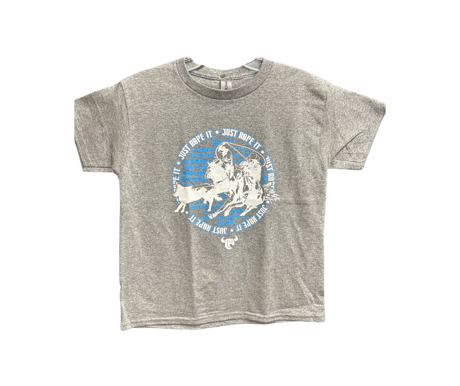 COWBOY HARDWARE BOY'S JUST ROPE IT TEE- GRAPHITE HEATHER