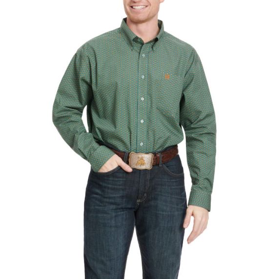 MTW1105703 CINCH MEN&#39;S JADE &amp; GOLD FLORAL LONG SLEEVE WESTERN SHIRT