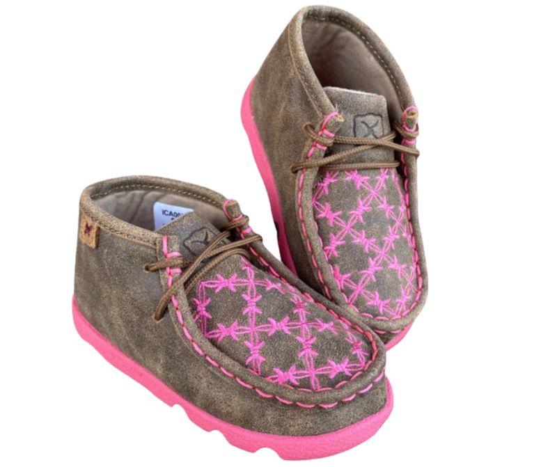 TWISTED X PINK BARBED WIRE BABY MOCS