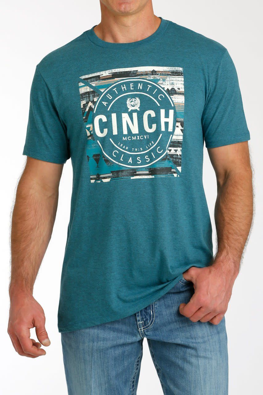 CINCH MEN'S TEAL AUTHENTIC CLASSIC TEE