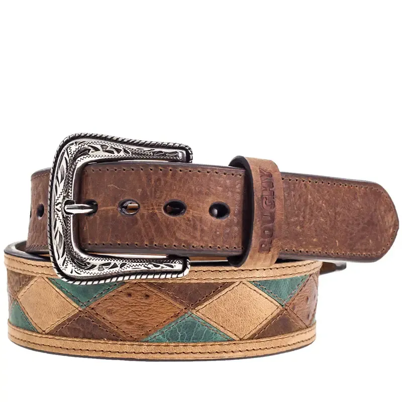 HOOEY &quot;OURAY&quot; BROWN/TURQUOISE PATCHWORK BELT