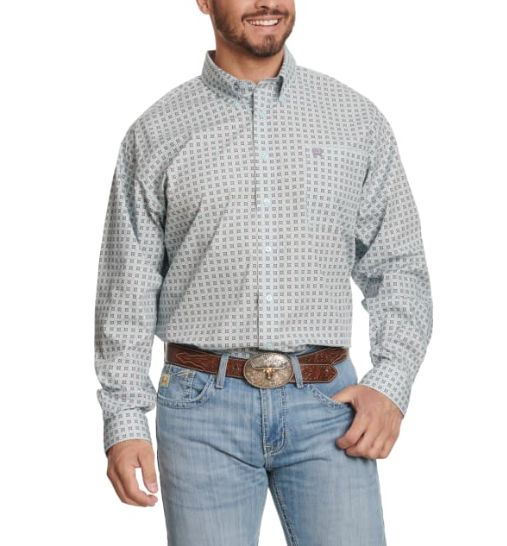 CINCH MEN&#39;S BUTTON DOWN SHIRT- LIGHT BLUE/PURPLE