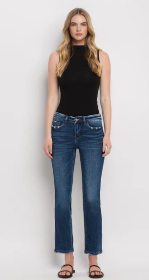 FLYING MONKEY WOMEN&#39;S MID RISE ANKLE SLIM STRAIGHT JEANS