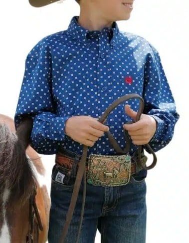 CINCH BOY&#39;S ROYAL BLUE BUTTON DOWN SHIRT