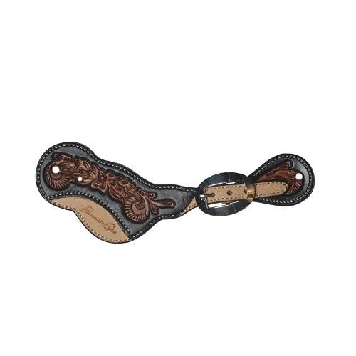 PROFESSIONAL CHOICE BLACK FLORAL ROUGHOUT SPUR STRAPS