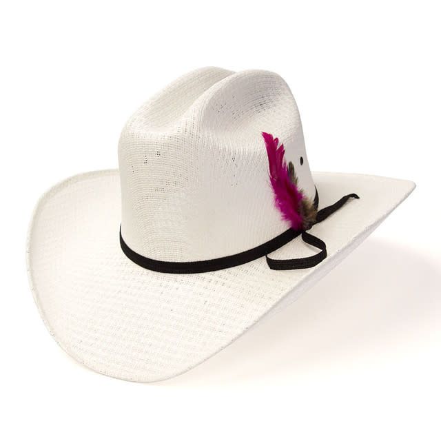 WHITE STRAW WESTERN CATTLEMAN HAT