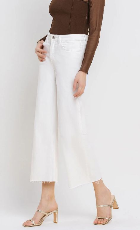  VERVET HIGH RISE CROP WIDE LEG JEAN WHITE