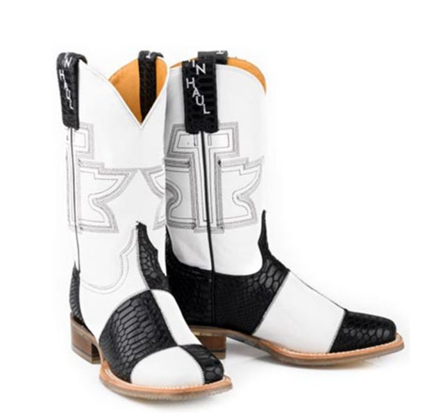 TIN HAUL BLACK &amp; WHITE MONDRIAN SOLE BOOTS