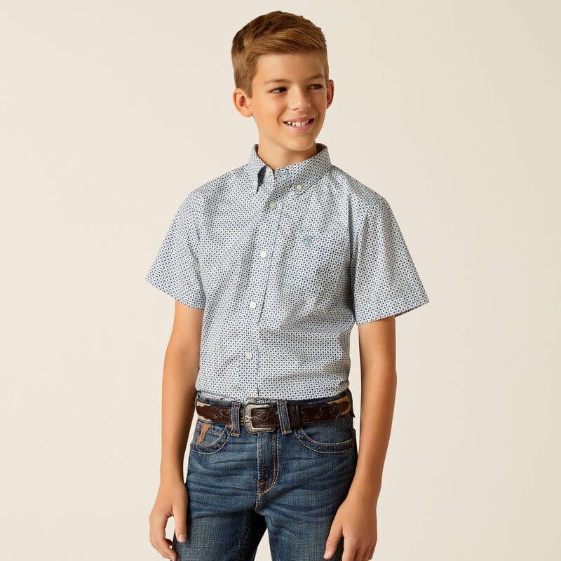 ARIAT BOY&#39;S EDGAR CLASSIC FIT SHIRT- BLUE HEAVEN