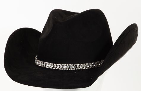 RHINESTONE STUDDED STRAP COWBOY HAT