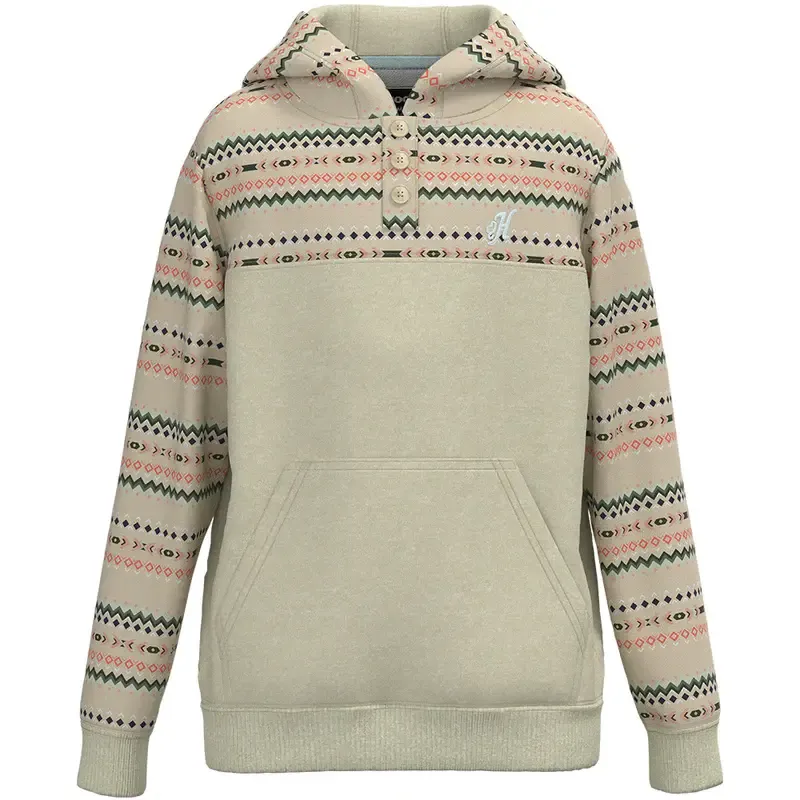 HOOEY &quot;JIMMY&quot; CREAM WITH MULTI COLOR AZTEC HOODY